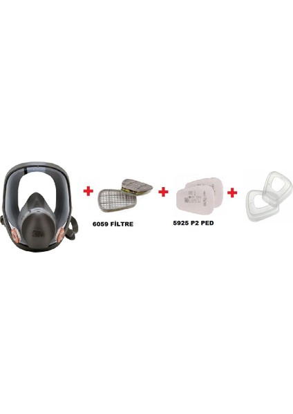 3m™ 6800 Tam Yüz Gaz Maskesi +6059 Abek1 Filtre +5925 P2 Ped+ 501 Filtre Tutucu Kapak