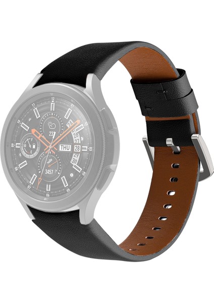 Samsung Galaxy Watch4 40Mm / 44Mm Için Deri Kordonlu Saat Siyah (Yurt Dışından)