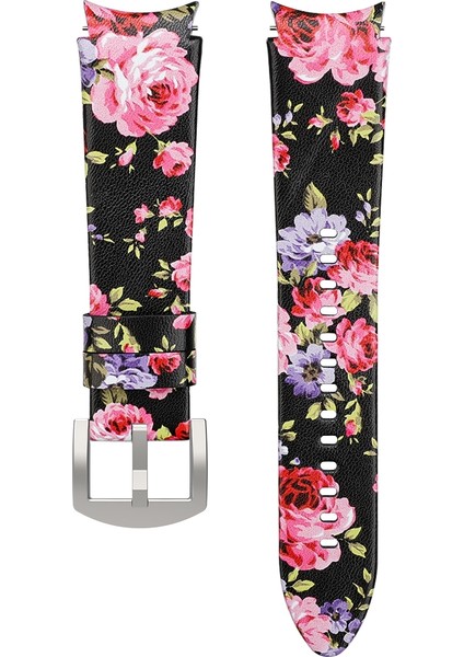 Samsung Galaxy Watch4 40Mm / 44Mm Için Deri Kordonlu Saat Siyah Pembe Çiçekler (Yurt Dışından) fiyatları