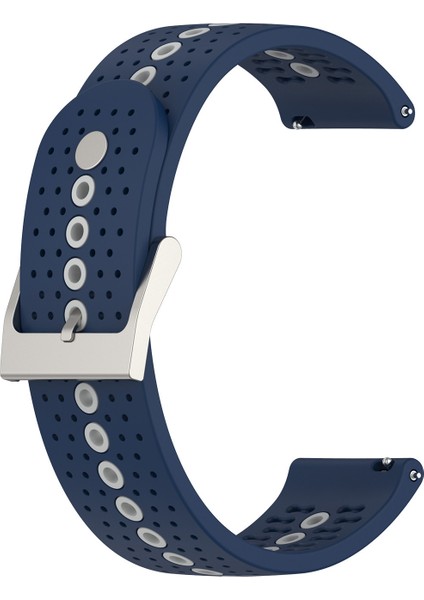 Samsung Galaxy Watch4 44Mm Için Silikon Nefes Alabilir Saat Kayışı Gece Mavisi + Gri (Yurt Dışından)