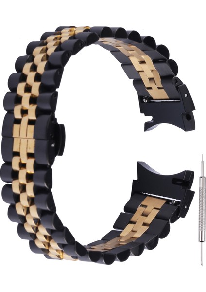 Samsung Galaxy Watch4 Için Paslanmaz Çelik Kayış 40Mm/44Mm Siyah Altın (Yurt Dışından)