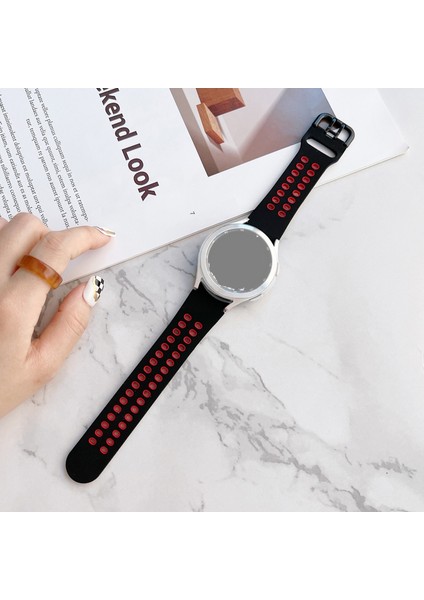Samsung Galaxy Watch4 40Mm Için Silikon Kordonlu Saat Siyah Kırmızı (Yurt Dışından)