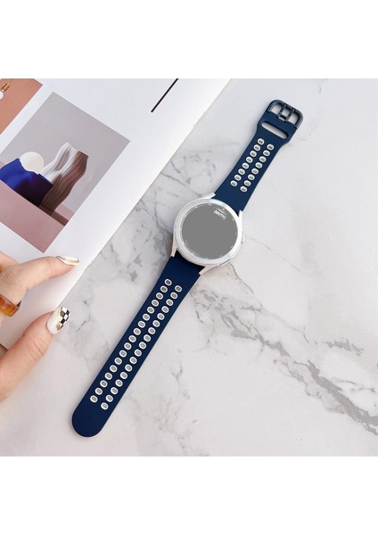 Samsung Galaxy Watch4 40Mm Için Silikon Kordonlu Saat Mavi Beyaz (Yurt Dışından)