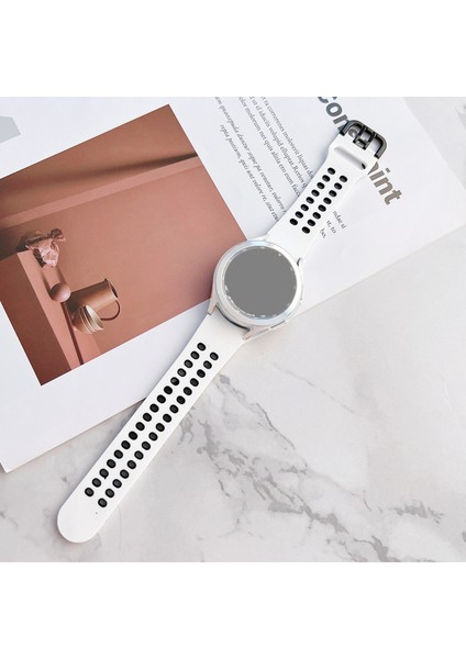 Samsung Galaxy Watch4 40Mm Için Silikon Kordonlu Saat Siyah Beyaz (Yurt Dışından)