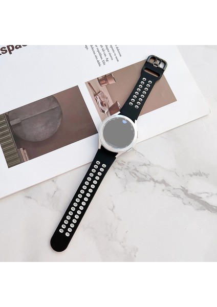 Samsung Galaxy Watch4 40Mm Için Silikon Kordonlu Saat Siyah Beyaz (Yurt Dışından)
