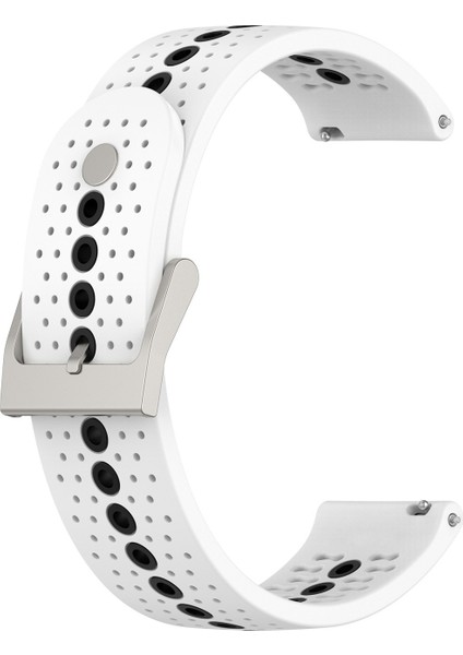 Samsung Galaxy Watch 4 Classic 46Mm Için Silikon Nefes Alabilir Saat Kayışı Beyaz + Siyah (Yurt Dışından)