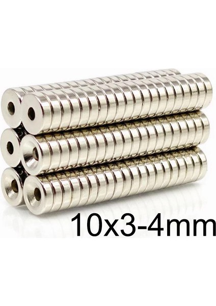 10X3-4MM Havşa Delikli Neodyum Güçlü Mıknatıs - Neodim Magnet