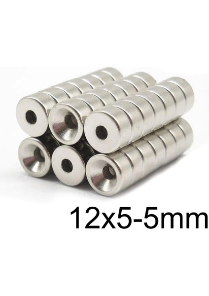 12X5-5MM Havşa Delikli Neodyum Güçlü Mıknatıs - Neodim Magnet