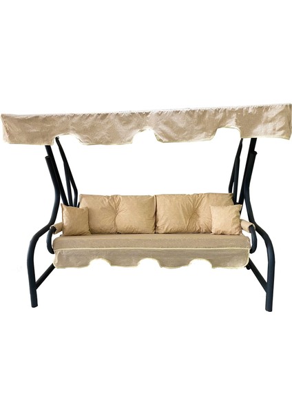 3 Kişilik Luxury Vip Salıncak Minderi Düğmeli-Süngerli Bahçe Minderi Cappuccino modelleri