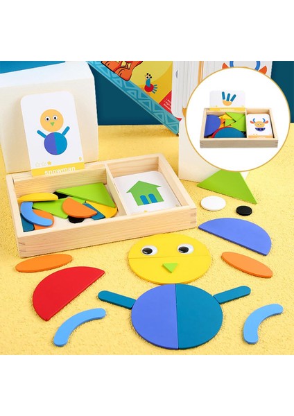 Klasik Ahşap Desen Blokları Eğitici Montessori Tangram Oyuncaklar Çocuklar Için 87 Adet (Yurt Dışından)