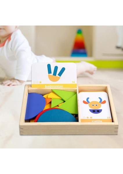 Klasik Ahşap Desen Blokları Eğitici Montessori Tangram Oyuncaklar Çocuklar Için 87 Adet (Yurt Dışından)