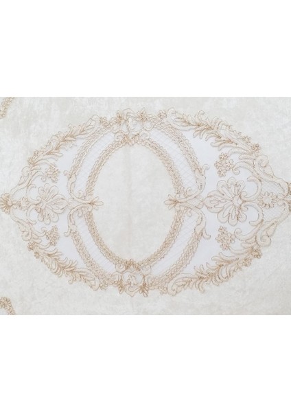 Fransız Güpürlü Orkide Kadife Salon Takımı 5 Parça Krem Gold modelleri