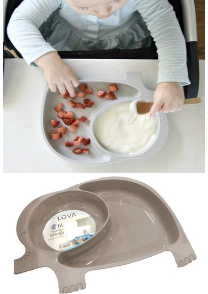 Bölmeli Bebek Mama Tabağı Hayvan Fil Figürlü