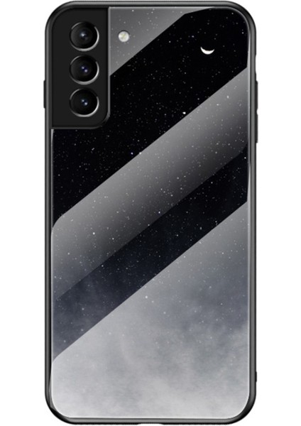 Galaxy S22 Için Yıldızlı Gökyüzü Desenli Temperli Cam + Tpu + Pc Hibrit Telefon Kılıfı - Siyah (Yurt Dışından)