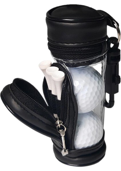 Golf Topu Kılıfı Topu Depolama Seti Tee Tutucu ile 3 Golf Topları Mini Kılıfı Siyah