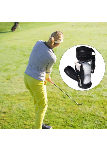 Golf Topu Kılıfı Topu Depolama Seti Tee Tutucu ile 3 Golf Topları Mini Kılıfı Siyah fiyatları