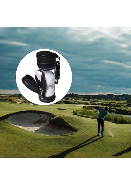 Golf Topu Kılıfı Topu Depolama Seti Tee Tutucu ile 3 Golf Topları Mini Kılıfı Siyah modelleri