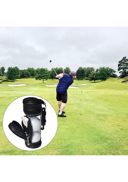 Golf Topu Kılıfı Topu Depolama Seti Tee Tutucu ile 3 Golf Topları Mini Kılıfı Siyah indirimleri
