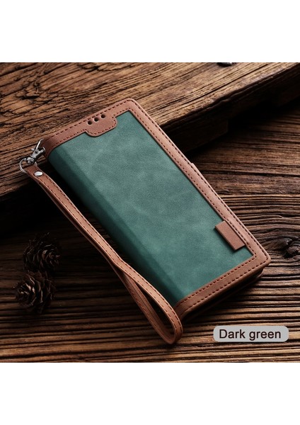 Galaxy S10e Için Retro Stil Deri Telefon Kılıfı - Yeşil (Yurt Dışından)