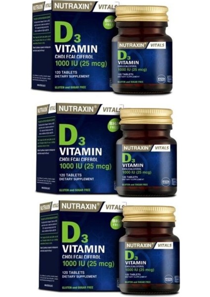 D3 Vitamini 120 Tablet - D3 1000 Iu X3 Adet