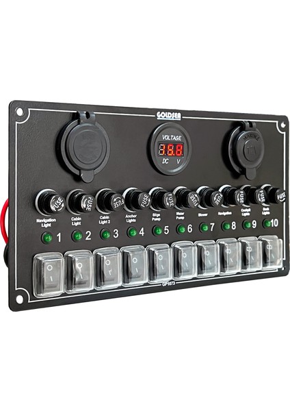 Swicth Panel 10 Anahtar Şarj USB Voltmetre Soketli Sigorta Paneli 125x240mm modelleri