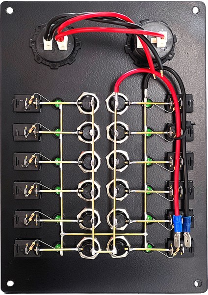 Switch Panel 12 Anahtar Şarj - Voltmetre Soketli Sigorta Paneli