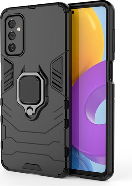 Samsung Galaxy M52 5g Batman Serisi Yüzük Standlı Armor Kılıf - Siyah