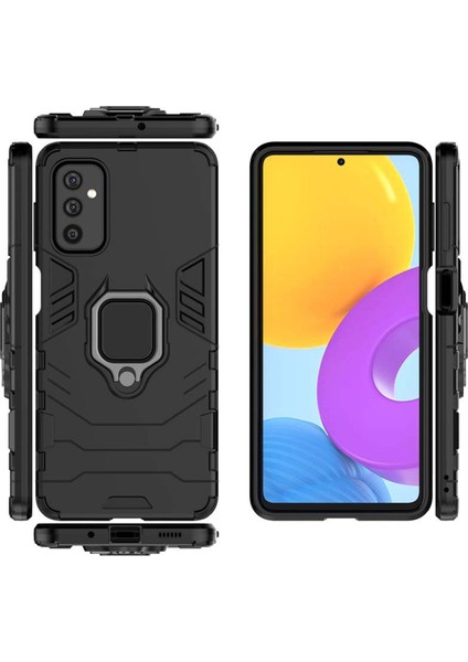 Samsung Galaxy M52 5g Batman Serisi Yüzük Standlı Armor Kılıf - Siyah modelleri