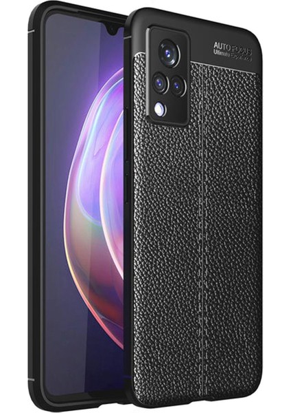 Vivo V21 Leather Silikon Kılıf - Siyah