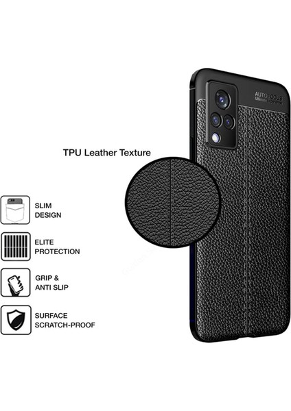 Vivo V21 Leather Silikon Kılıf - Siyah fırsatları