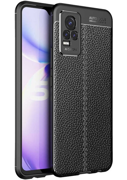 Vivo V21E Leather Silikon Kılıf - Siyah