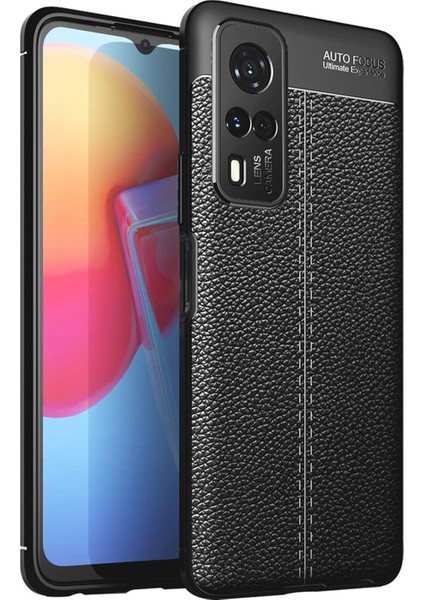 Vivo Y31 2021 Leather Silikon Kılıf - Siyah