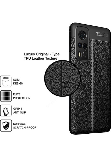 Vivo Y31 2021 Leather Silikon Kılıf - Siyah modelleri