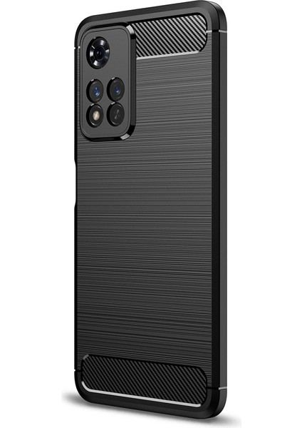 Xiaomi Redmi Note 11 Pro Çin Versiyon Brushed Carbon Fiber Silikon Kılıf - Siyah