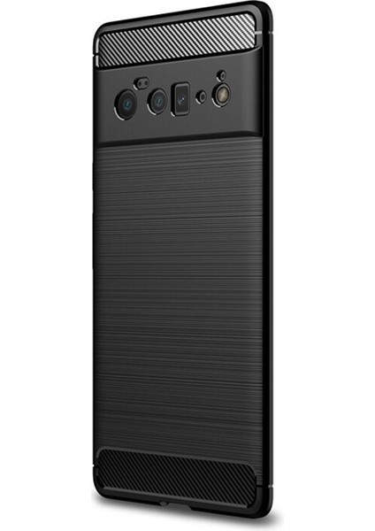 Google Pixel 6 Pro Brushed Carbon Fiber Silikon Kılıf - Siyah