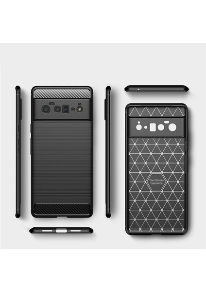 Google Pixel 6 Pro Brushed Carbon Fiber Silikon Kılıf - Siyah