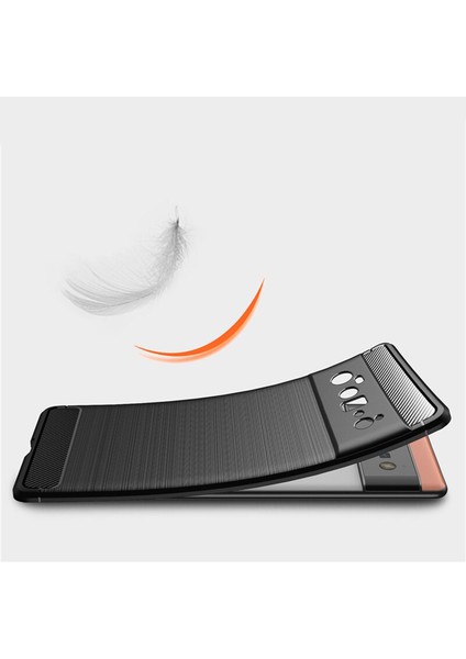 Google Pixel 6 Pro Brushed Carbon Fiber Silikon Kılıf - Siyah