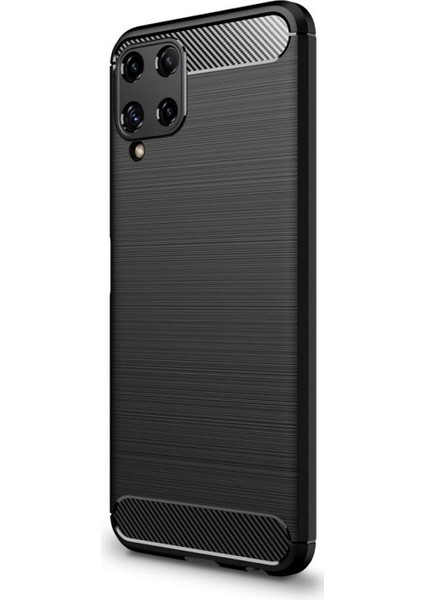 Samsung Galaxy A22 4g Brushed Carbon Fiber Silikon Kılıf - Siyah