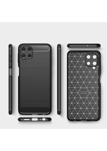 Samsung Galaxy A22 4g Brushed Carbon Fiber Silikon Kılıf - Siyah indirimleri