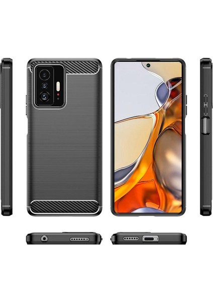 Xiaomi 11T Brushed Carbon Fiber Silikon Kılıf - Siyah fiyatları