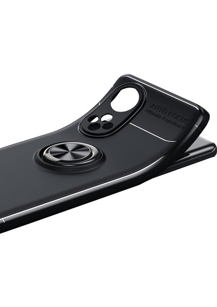 Huawei Nova 9 Focus Serisi Yüzük Standlı Silikon Kılıf - Siyah modelleri