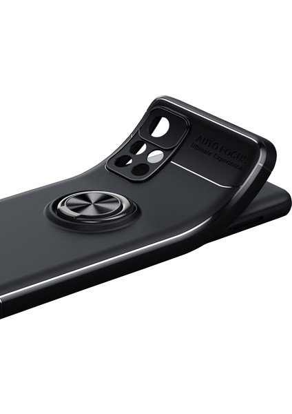 Xiaomi Redmi Note 11 Çin Versiyon Focus Serisi Yüzük Standlı Silikon Kılıf - Siyah modelleri