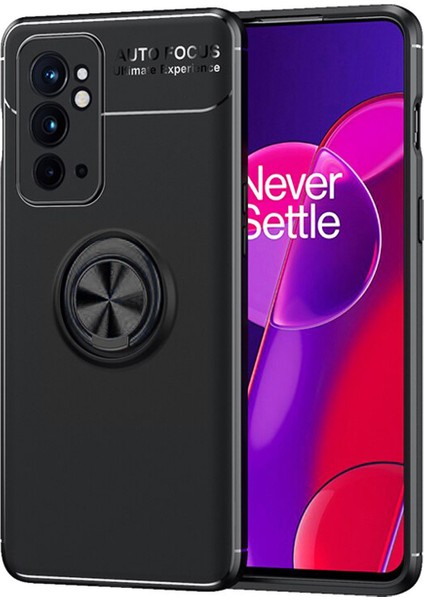 Oneplus 9rt 5g Focus Serisi Yüzük Standlı Silikon Kılıf - Siyah