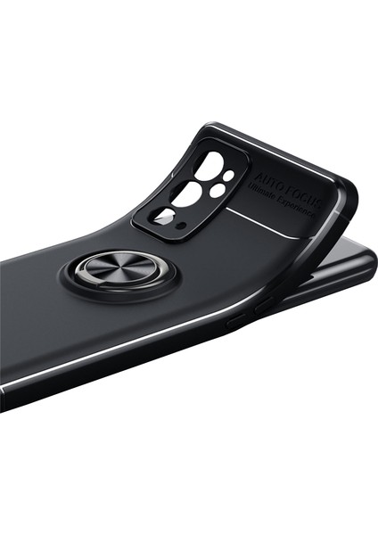 Oneplus 9rt 5g Focus Serisi Yüzük Standlı Silikon Kılıf - Siyah modelleri