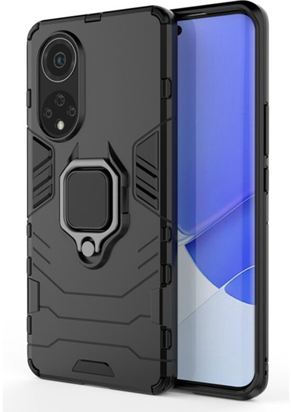Huawei Nova 9 Batman Serisi Yüzük Standlı Armor Kılıf - Siyah