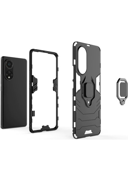 Huawei Nova 9 Batman Serisi Yüzük Standlı Armor Kılıf - Siyah indirimleri