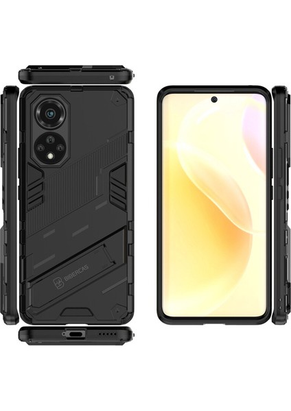 Huawei Nova 9 Matrix Serisi Armor Standlı Perfect Koruma Kılıf - Siyah