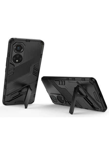 Huawei Nova 9 Matrix Serisi Armor Standlı Perfect Koruma Kılıf - Siyah