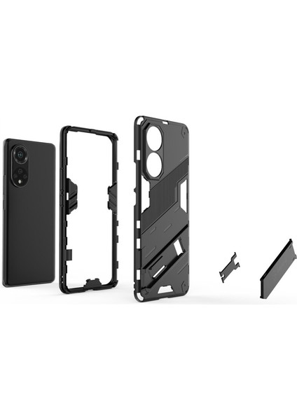 Huawei Nova 9 Matrix Serisi Armor Standlı Perfect Koruma Kılıf - Siyah