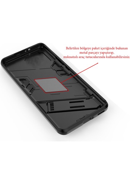 Huawei Nova 9 Matrix Serisi Armor Standlı Perfect Koruma Kılıf - Siyah